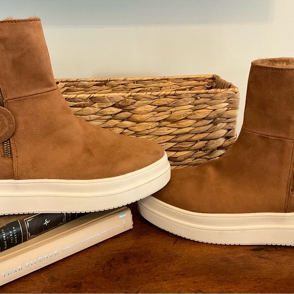 J Slides Brown Suede Boots with Zipper